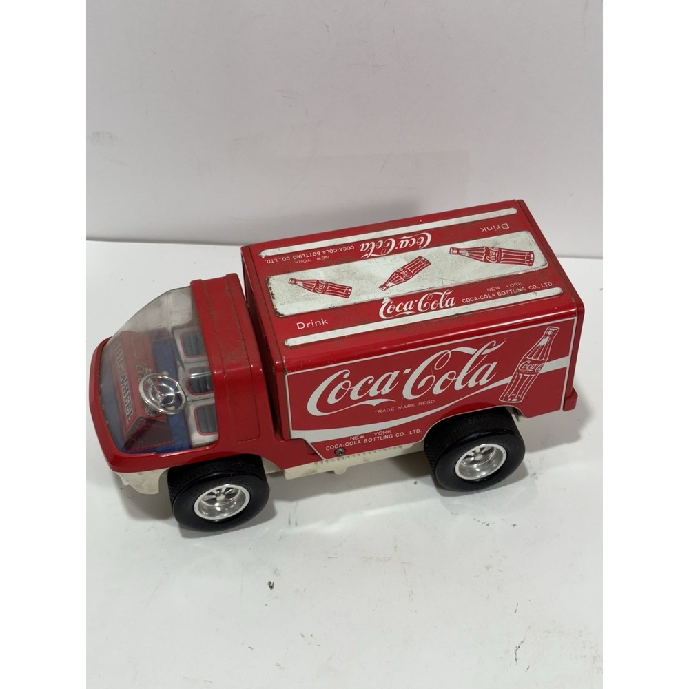 Vintage 1970 - Taiyo Coca-Cola Big Wheel 10" Toy Truck Bump 'n Go Japan Works